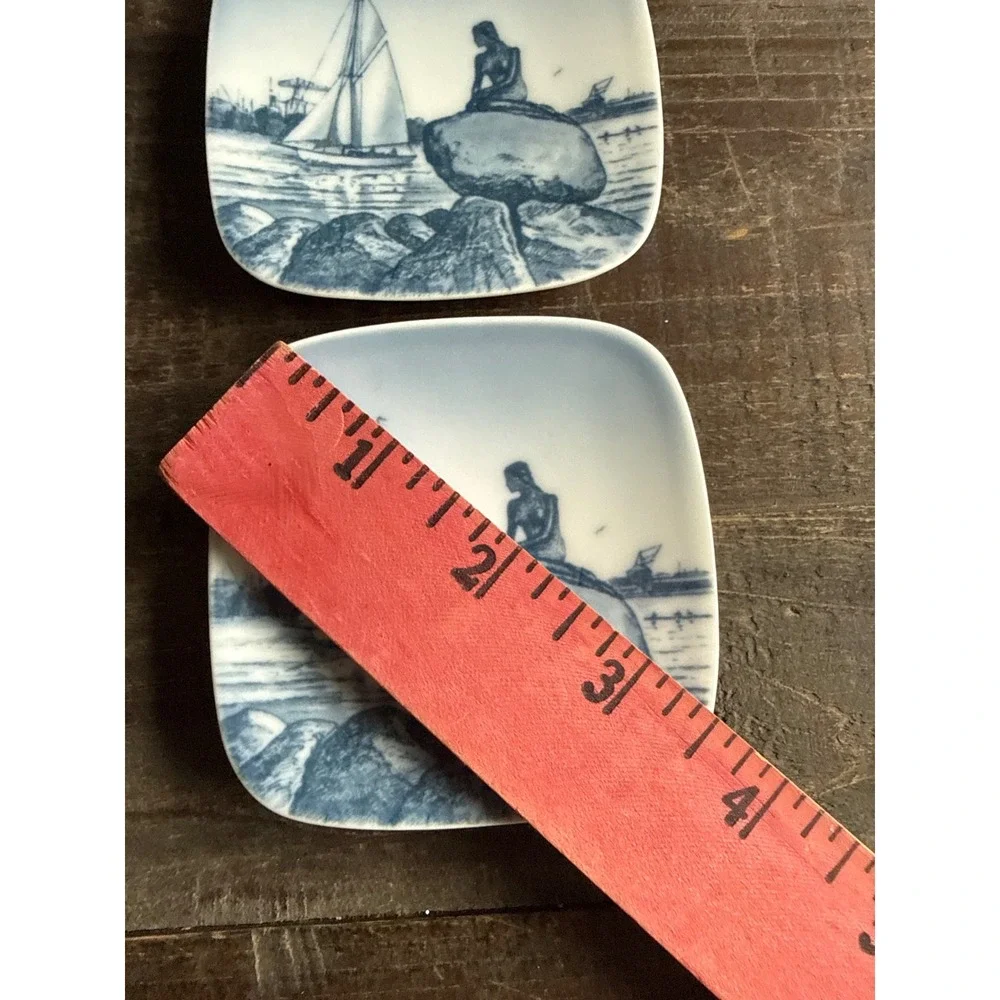 Bing & Grondahl Langelinie Mini Plates Kjeld Bonfils Mermaid Set of 2 9705/708‎